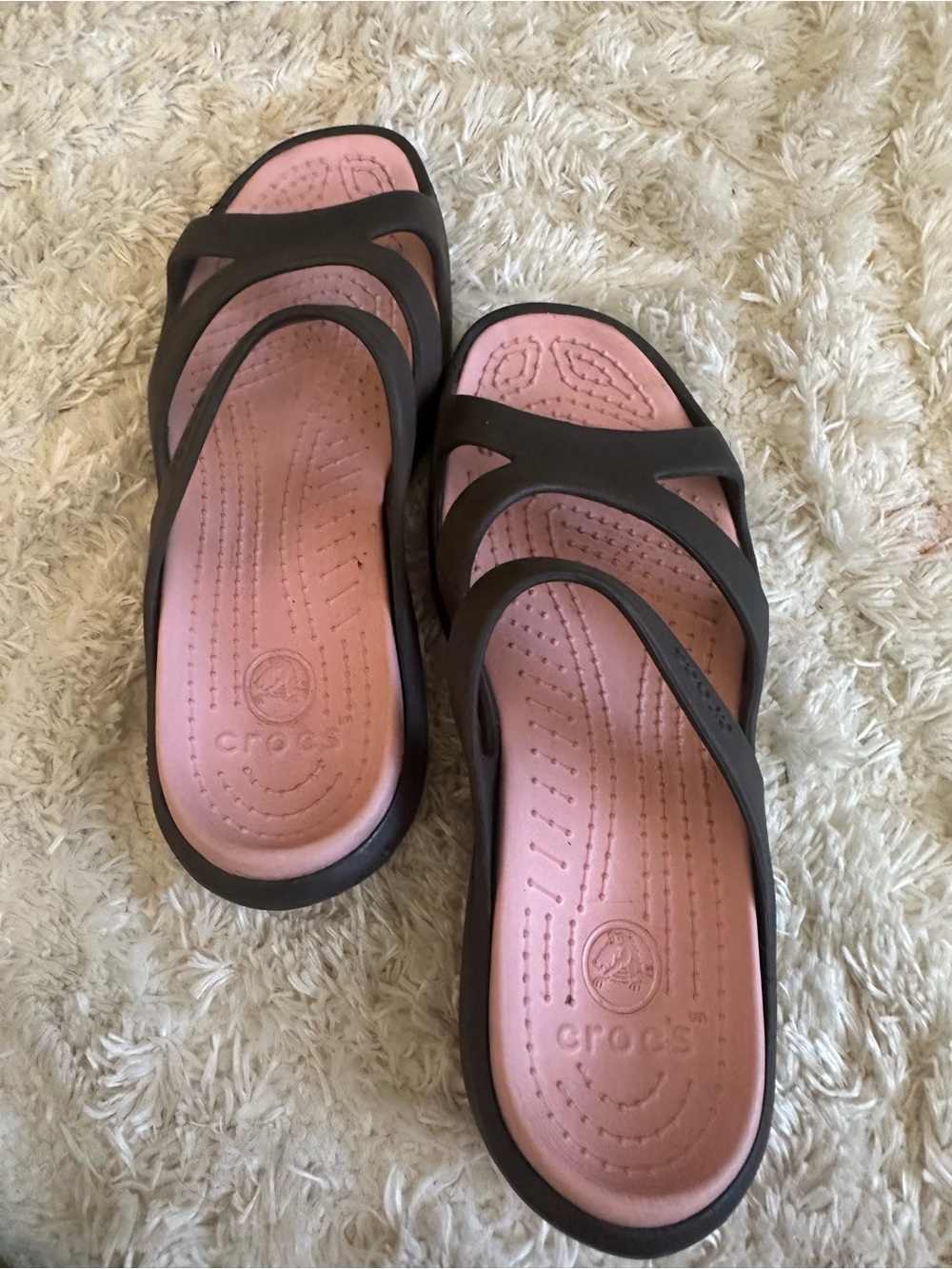 Crocs Meleen Twist Sandals Women Sz 10 Black Pink Slide Comfort Shoes